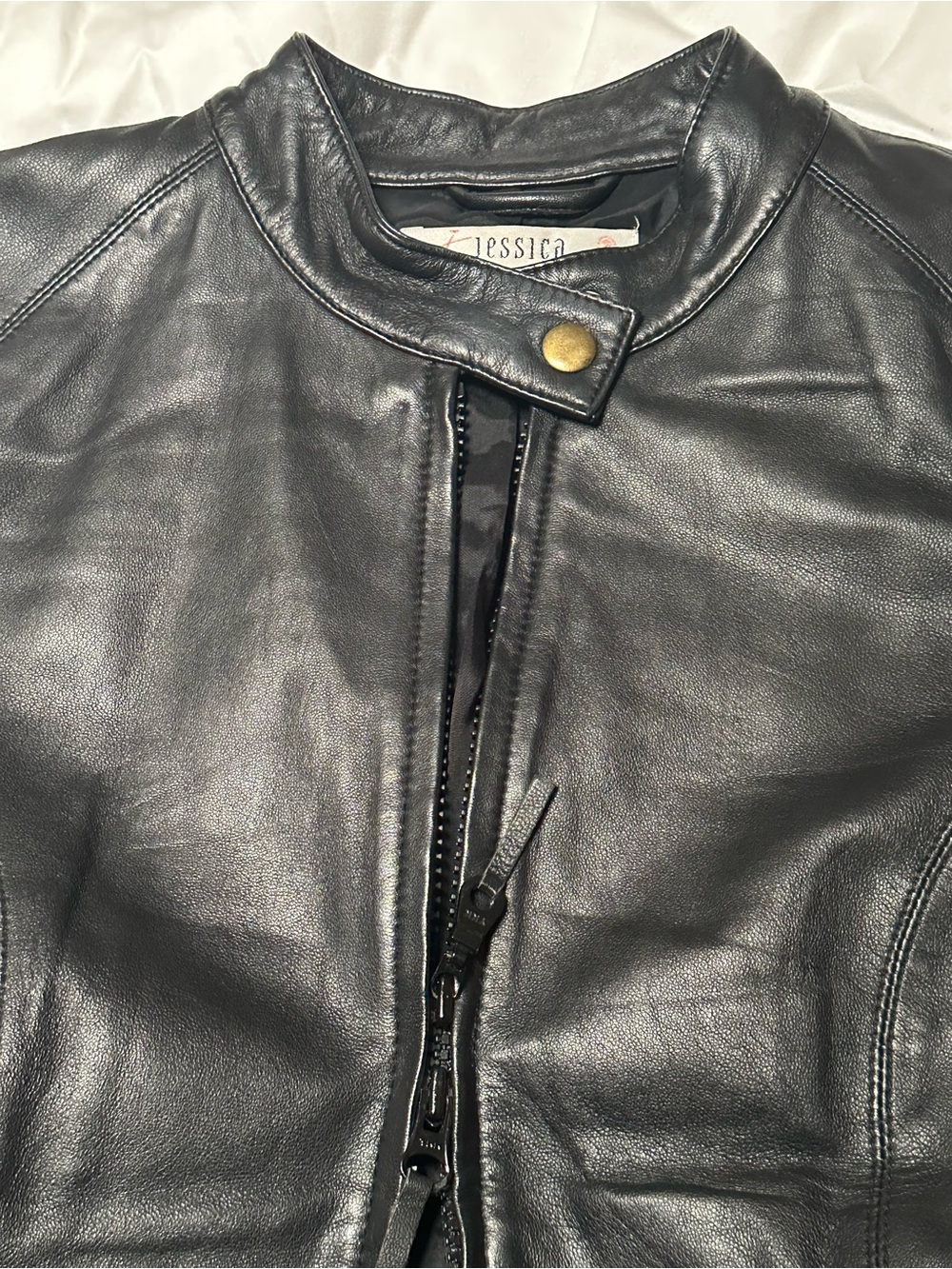 Jessica by Christopher Women’s Black Genuine Leather Moto Biker Jacket Size 2 - Picture 2 of 5